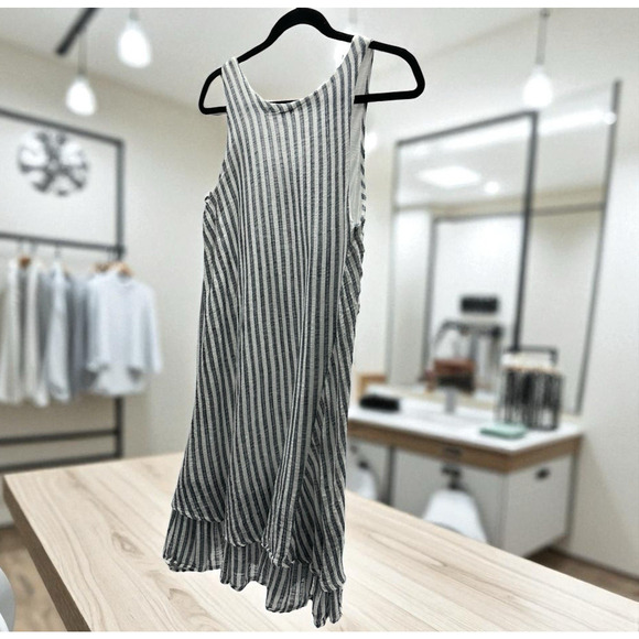 Angela Mara Sleeveless Mini Dress Made In Italy Woman's Size M Blue & White - Picture 2 of 8